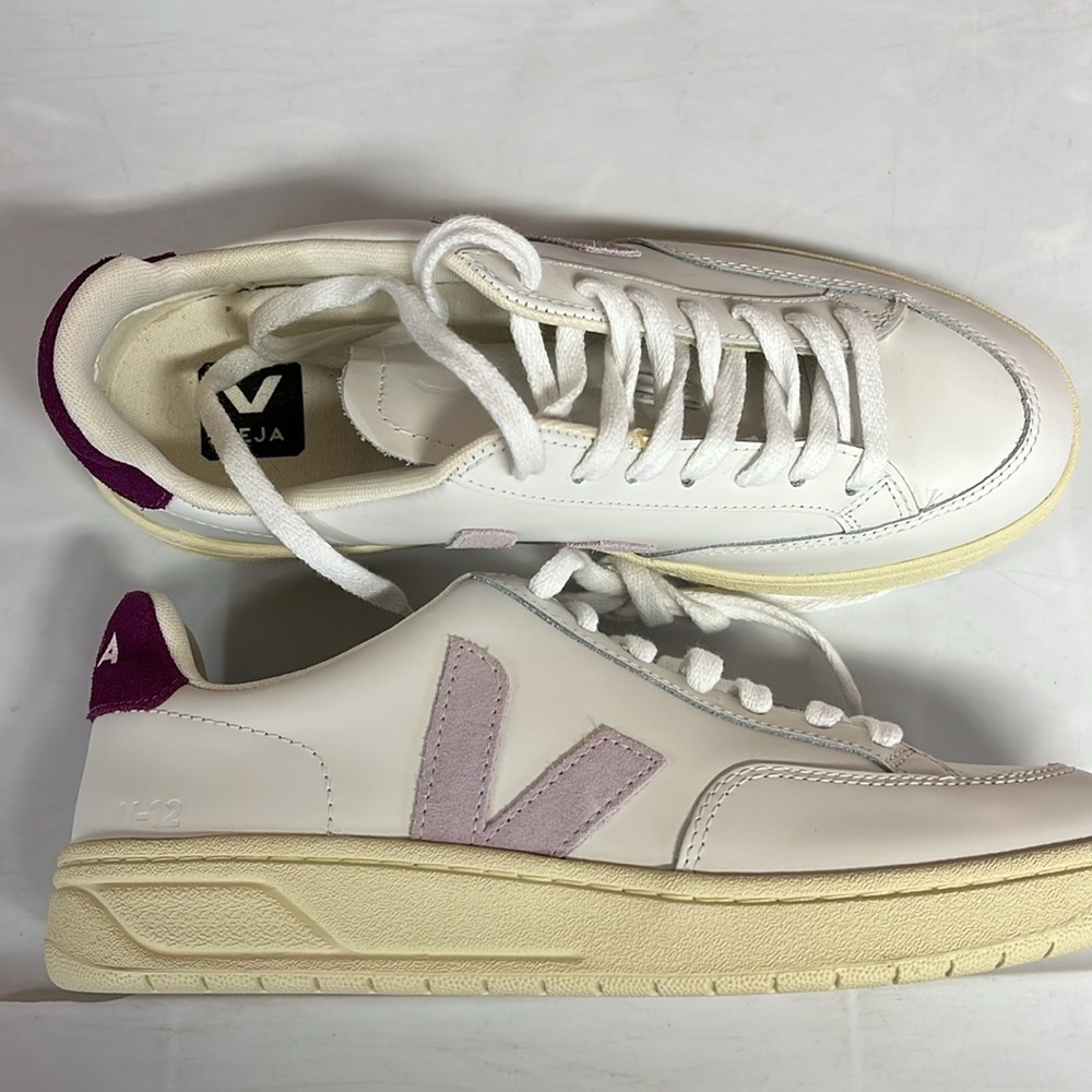 Veja V-12 Size 8 New White and Purple Sneakers Classic Design free People - Picture 5 of 10